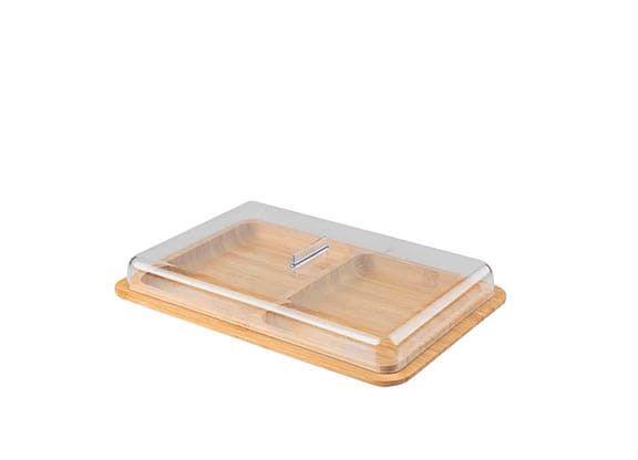 Porta Frios Duplo De Bambu Com Tampa Ou Sense 10,5x7x1,5cm