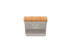 Caixa Organizadora Com Tampa De Bambu Ou Grid Bege 39x23x15cm