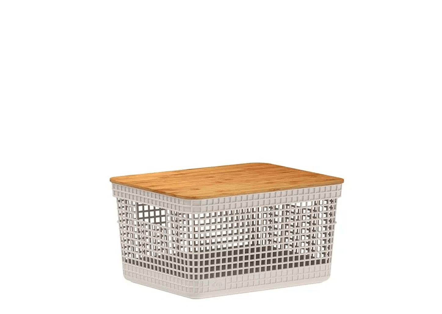 Caixa Organizadora Com Tampa De Bambu Ou Grid Bege 39x23x15cm