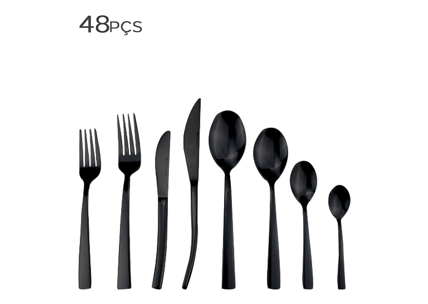 Faqueiro De Aço Inox Fracalanza Ravel Preto 48pçs