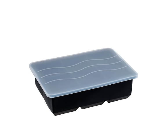 Forma De Gelo De Silicone 6 Cubos Preta Com Tampa 16x11x5cm