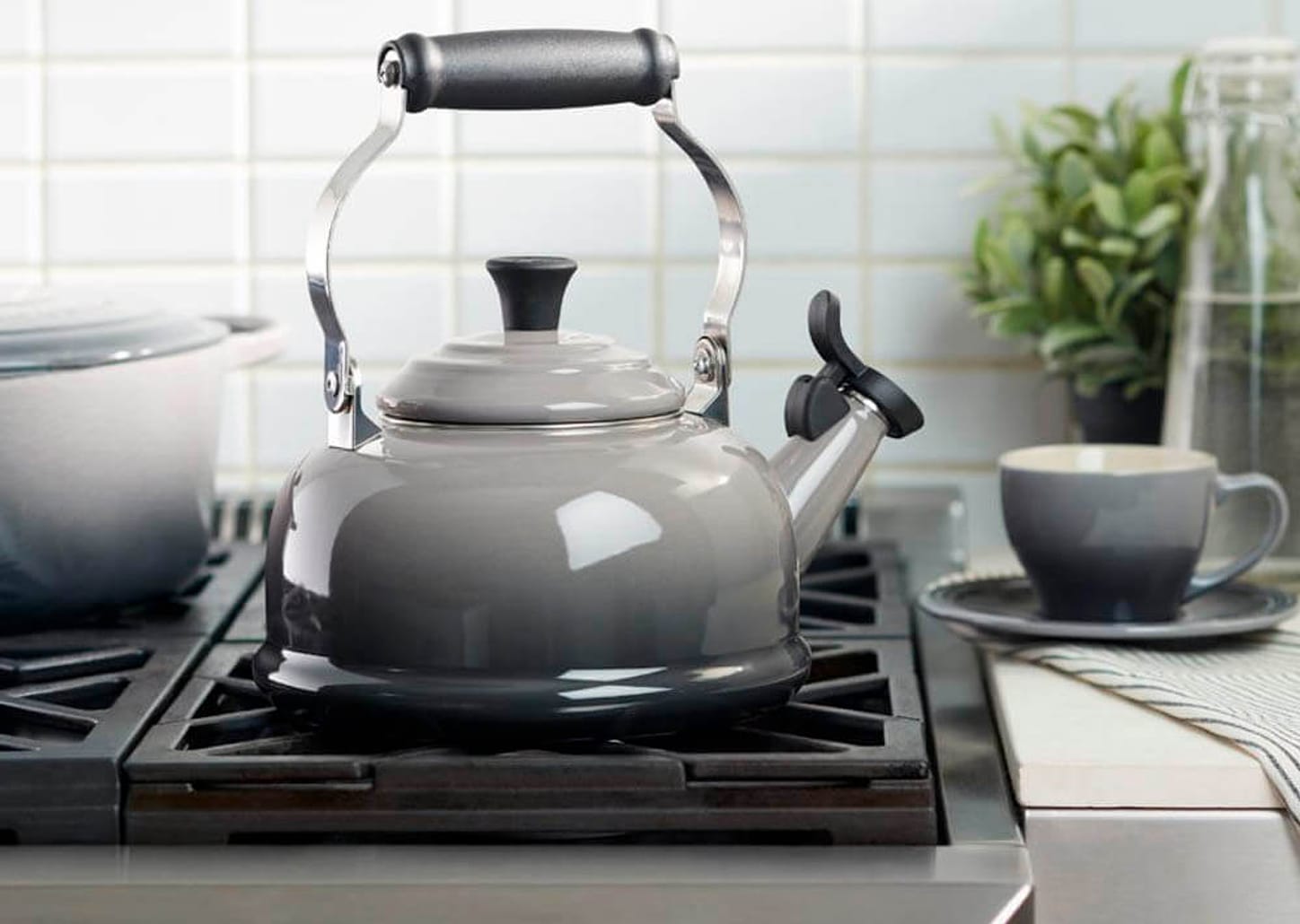 Chaleira Com Apito De Aço Esmaltado Le Creuset Flint 1,6l