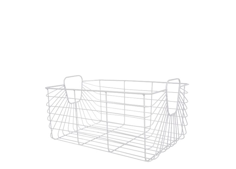 Cesta Organizadora De Metal Branca 40x29x21cm