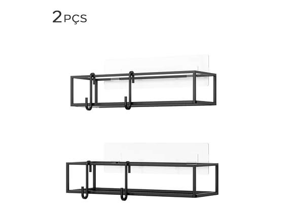 Porta Shampoo Cubiko Umbra Preto 32x12x6cm 2pçs