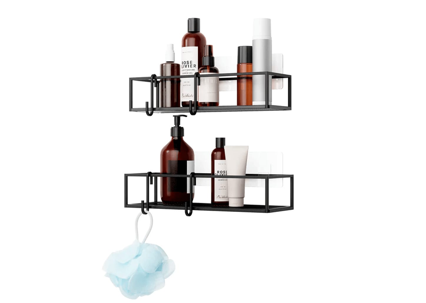 Porta Shampoo Cubiko Umbra Preto 32x12x6cm 2pçs