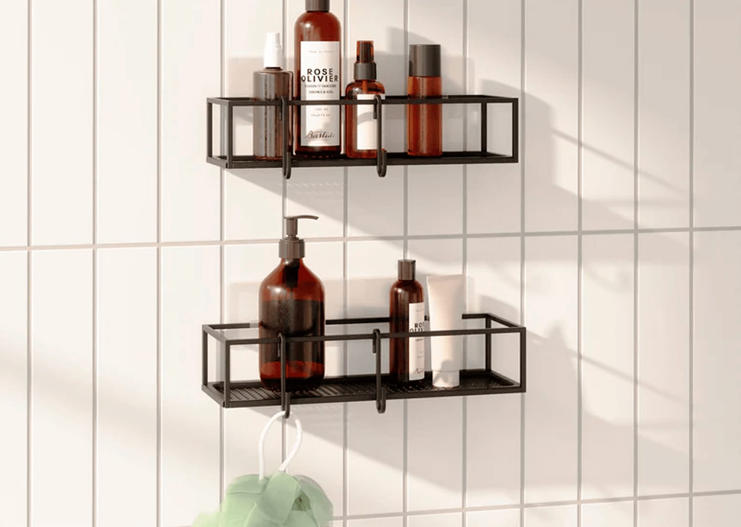 Porta Shampoo Cubiko Umbra Preto 32x12x6cm 2pçs