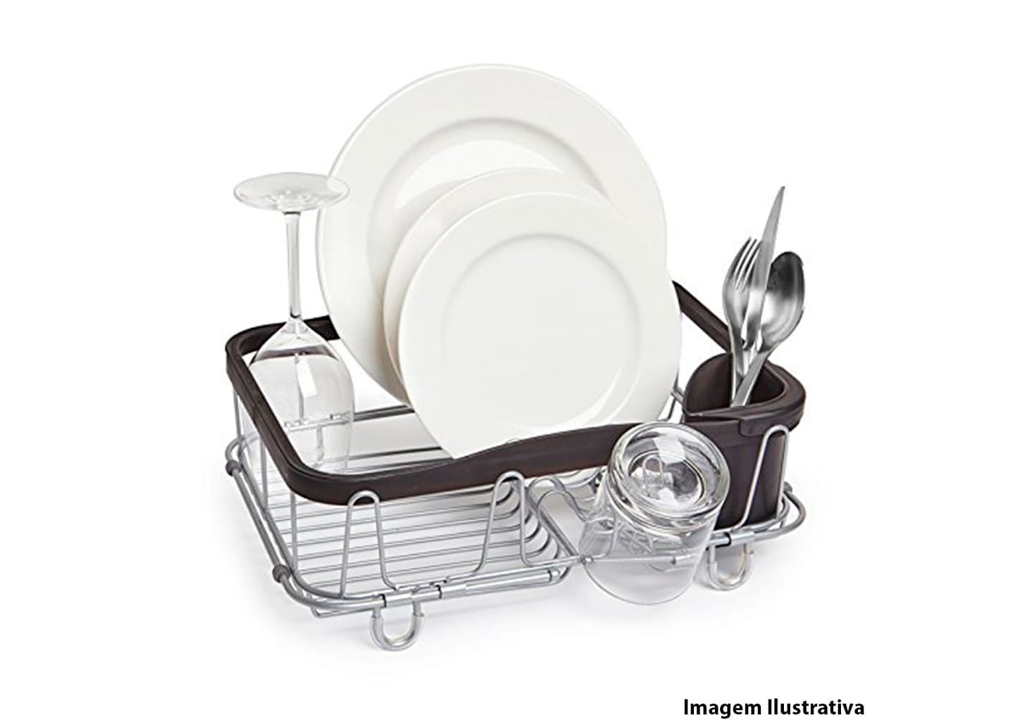 Escorredor De Louça De Aço Inox Umbra Preto 48x29x14cm