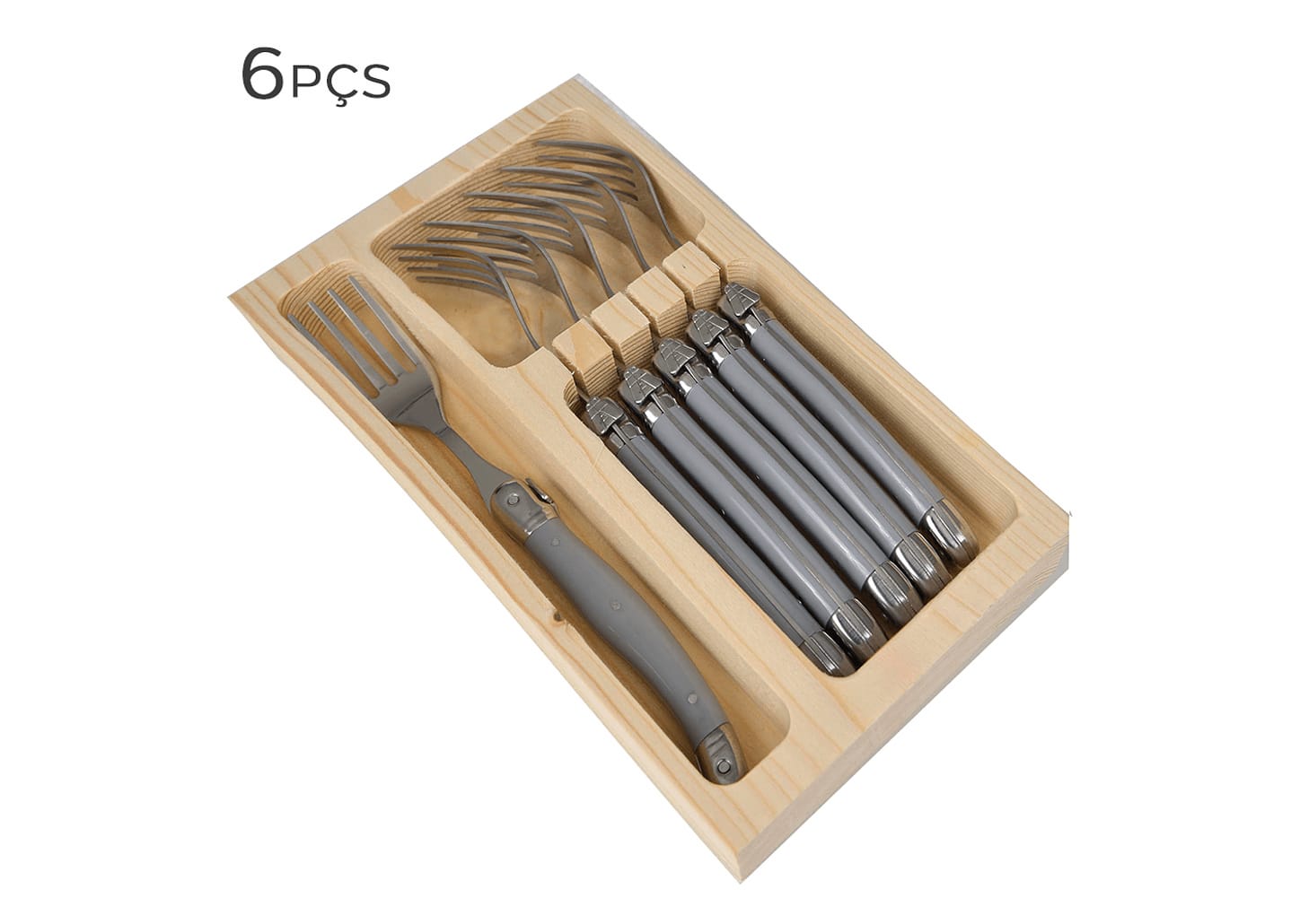 Garfo De Aço Inox Laguiole Cinza 22cm 6pçs