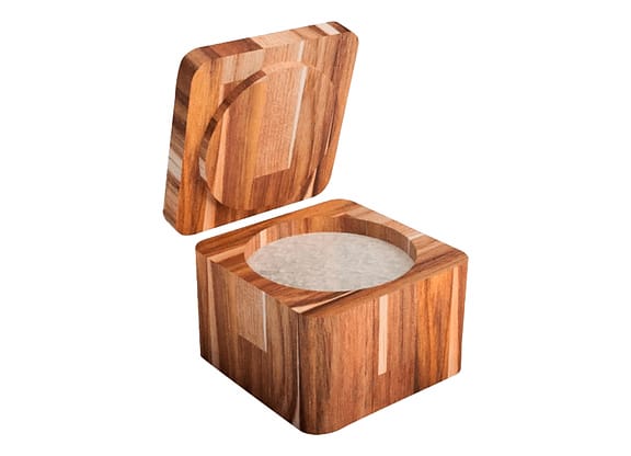 Saleiro De Madeira Teca 11,5x8,5cm