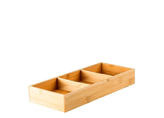 Organizador De Gavetas De Bambu 3 Divisórias Ou Keep 39x15x5cm
