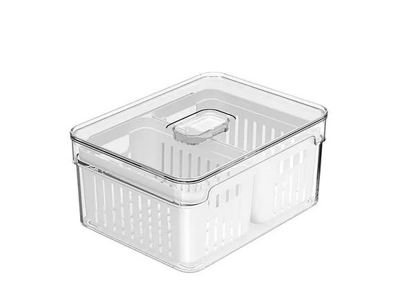 Pote De Acrílico Duplo Com Cesto Ou Clear Fresh Natural 15x20x9cm 2,2l