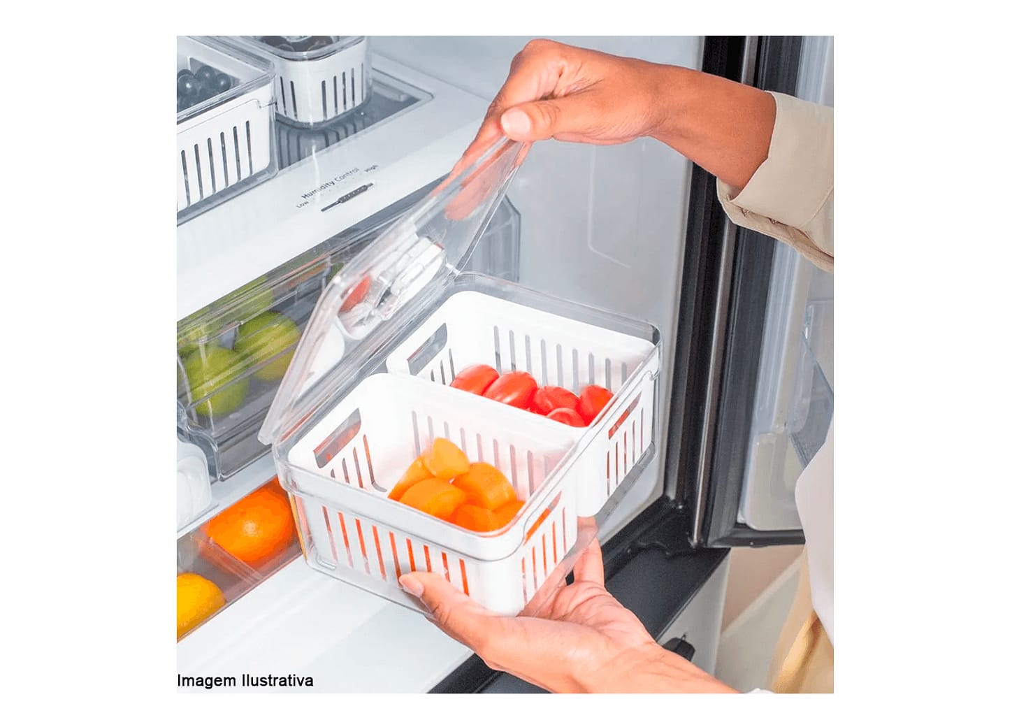 Pote De Acrílico Duplo Com Cesto Ou Clear Fresh Natural 15x20x9cm 2,2l