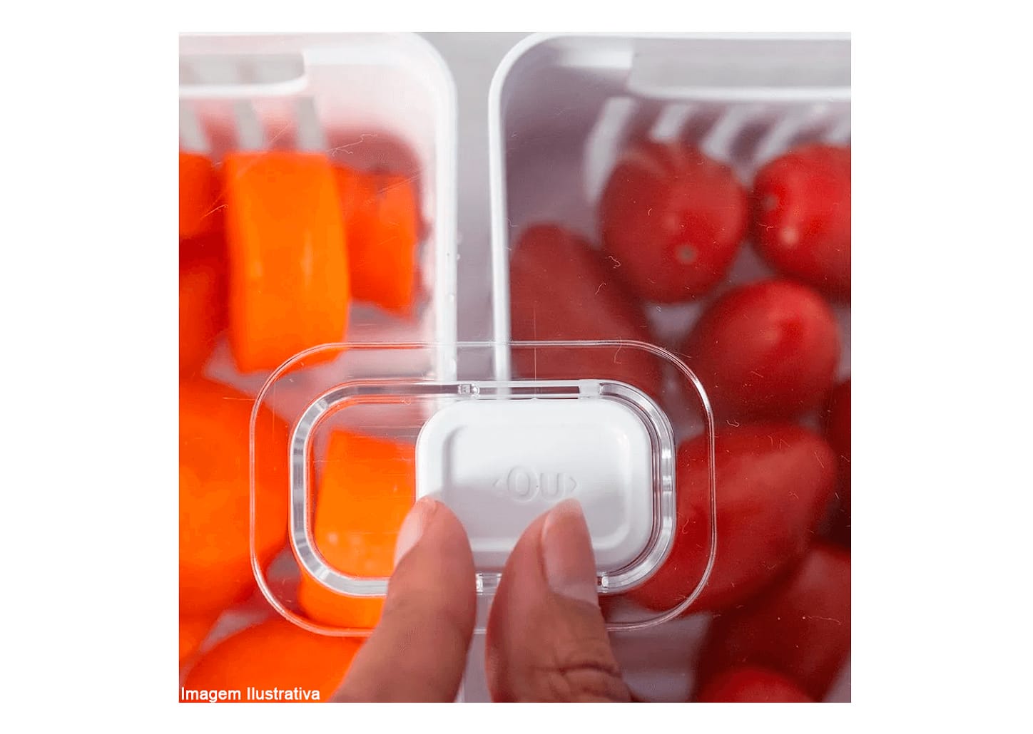 Pote De Acrílico Duplo Com Cesto Ou Clear Fresh Natural 15x20x9cm 2,2l