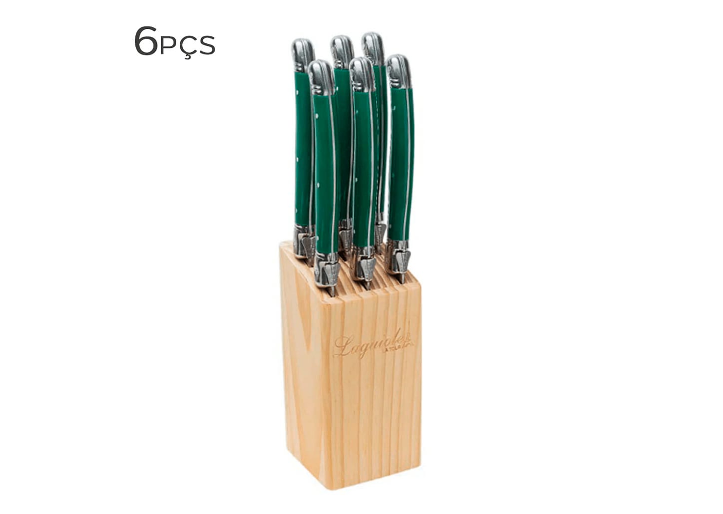 Cepo De Facas De Aço Inox Laguiole Verde 23cm 6pçs