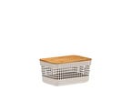 Caixa Organizadora Com Tampa De Bambu Ou Grid Bege 20x14x10cm