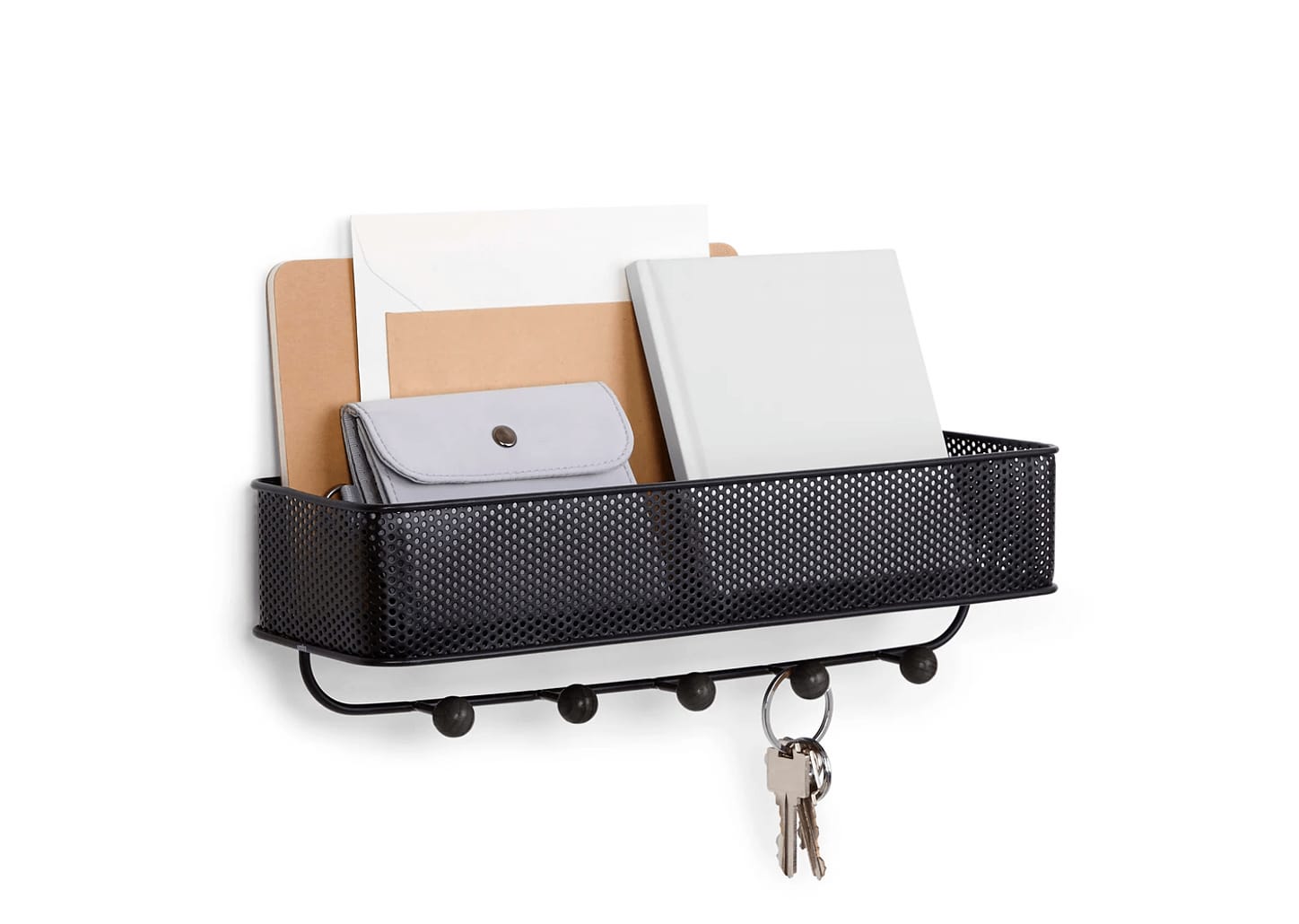 Organizador De Parede De Metal Umbra Estique Preto 32x9x9cm