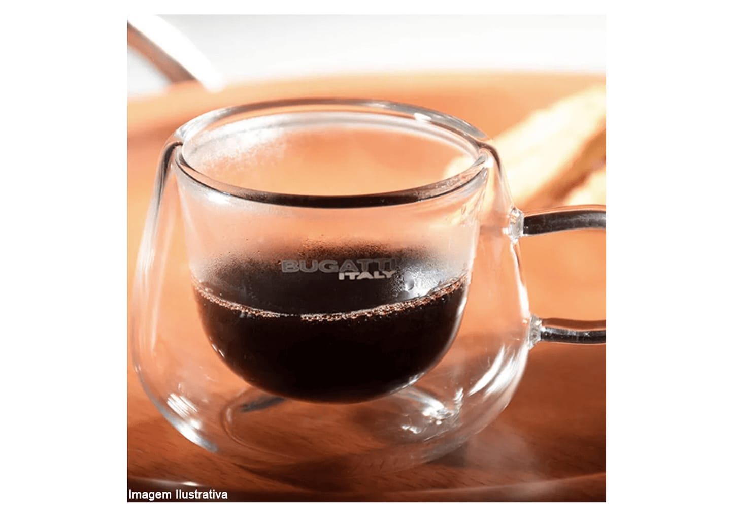 Xícara Para Café De Vidro Borossilicato Parede Dupla Bugatti 100ml 2pçs