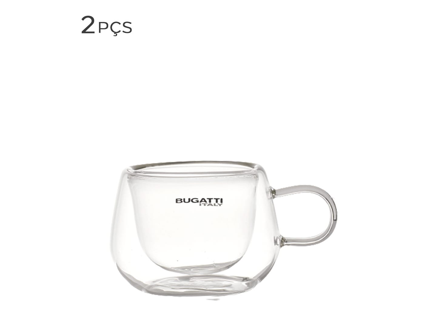 Xícara Para Café De Vidro Borossilicato Parede Dupla Bugatti 100ml 2pçs