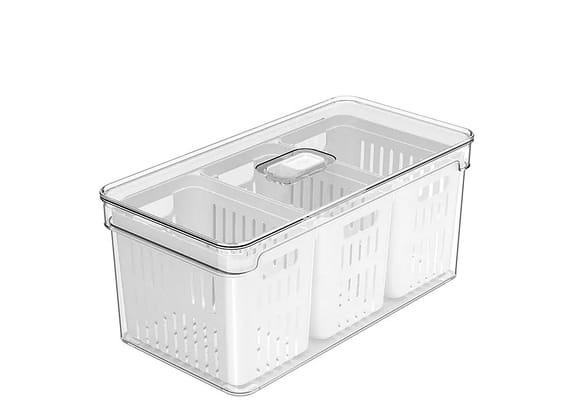 Pote De Acrílico Triplo Com Cesto Ou Clear Fresh Natural 30x15x13cm 5l