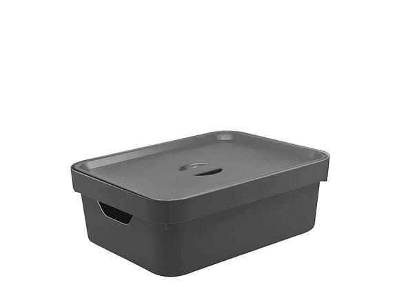 Caixa Organizadora Com Tampa Ou Cube Cinza 36x26x13cm