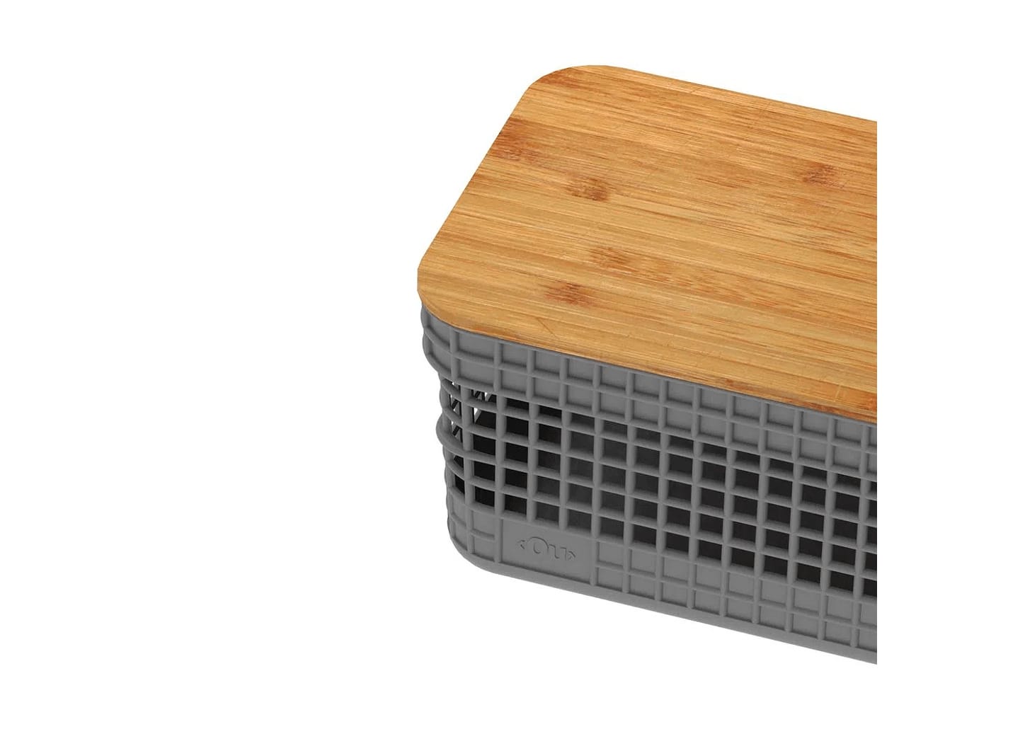 Caixa Organizadora Com Tampa De Bambu Ou Grid Cinza 20x14x10cm