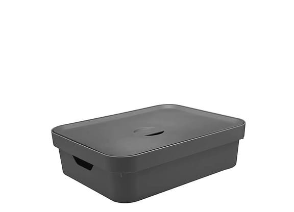 Caixa Organizadora Com Tampa Ou Cube Cinza 45x35x13cm