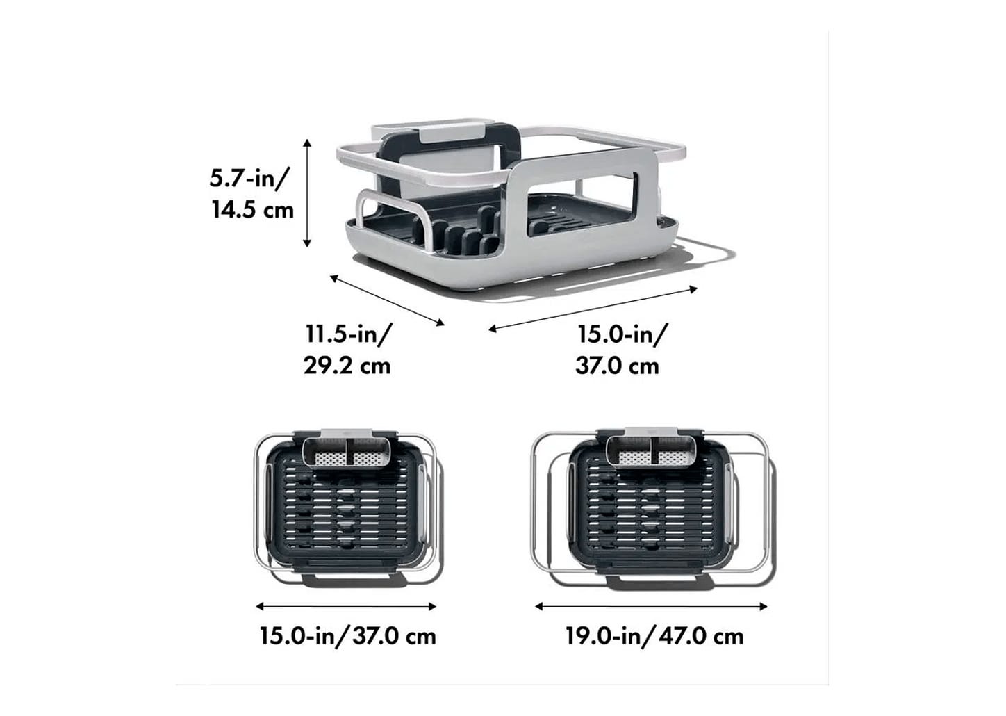 Escorredor De Louça Extensível Oxo Cinza 15x38x29,5cm