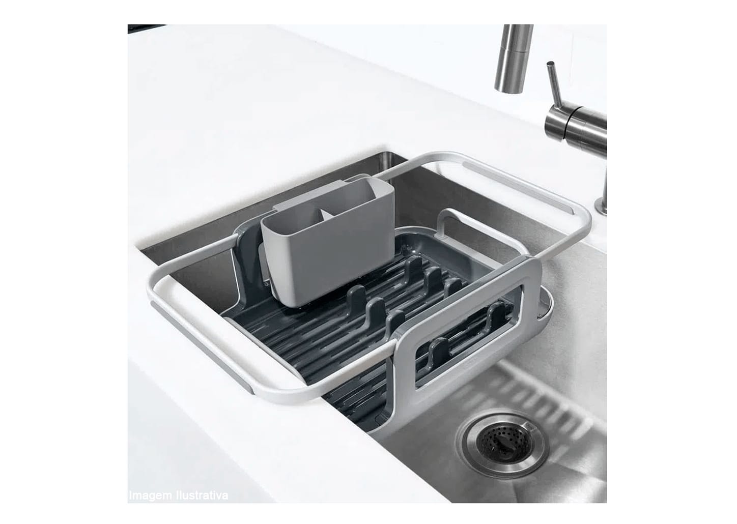 Escorredor De Louça Extensível Oxo Cinza 15x38x29,5cm