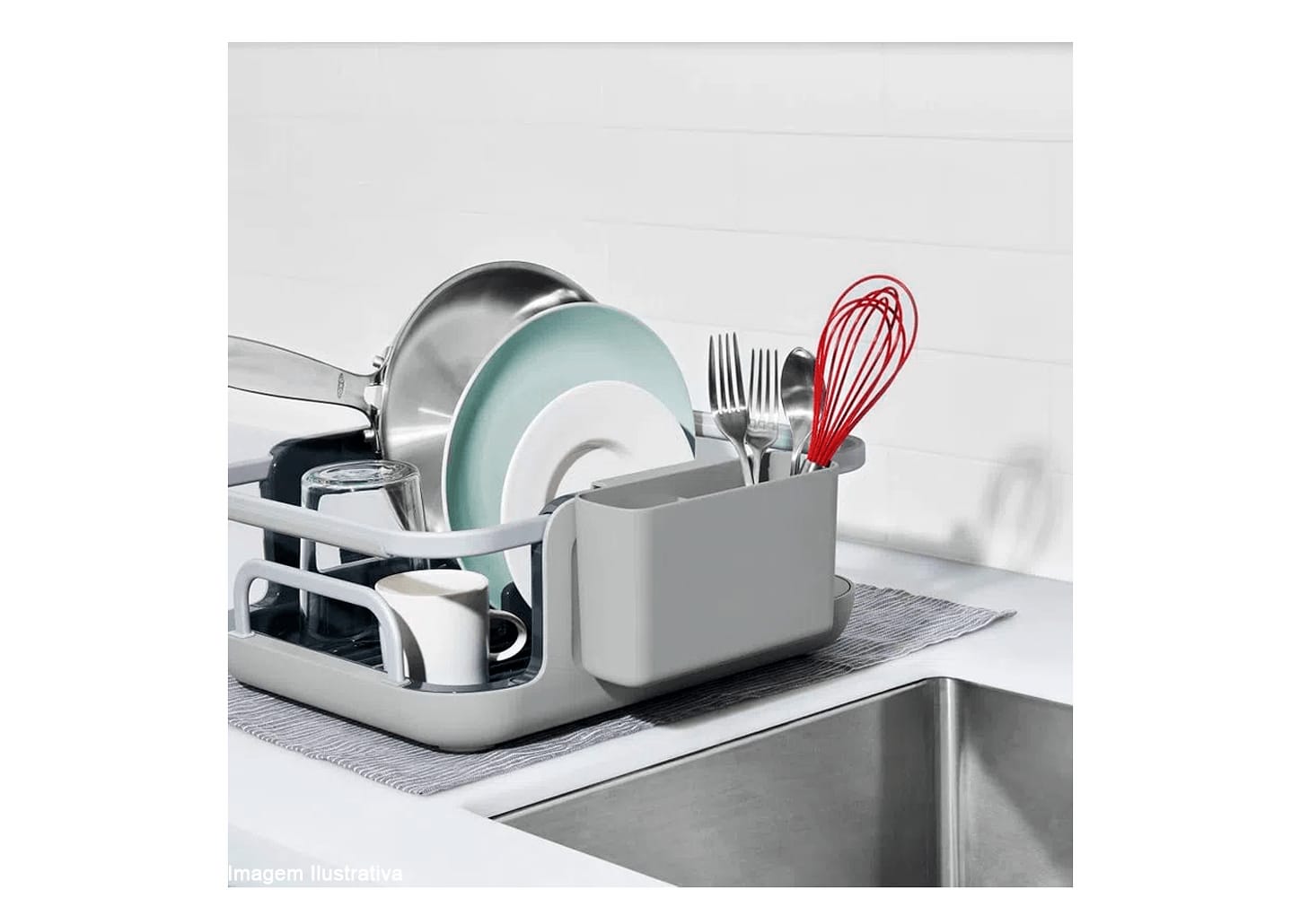 Escorredor De Louça Extensível Oxo Cinza 15x38x29,5cm