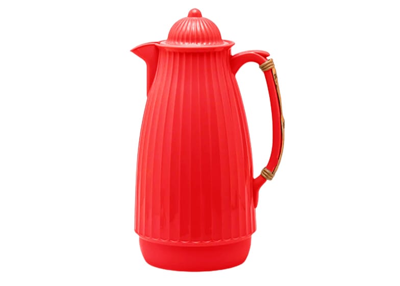 Garrafa Térmica Com Cabo De Bambu Vermelha 1l
