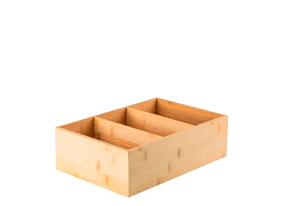 Caixa Organizadora De Bambu 3 Divisórias Ou Kepp 30x20x9cm