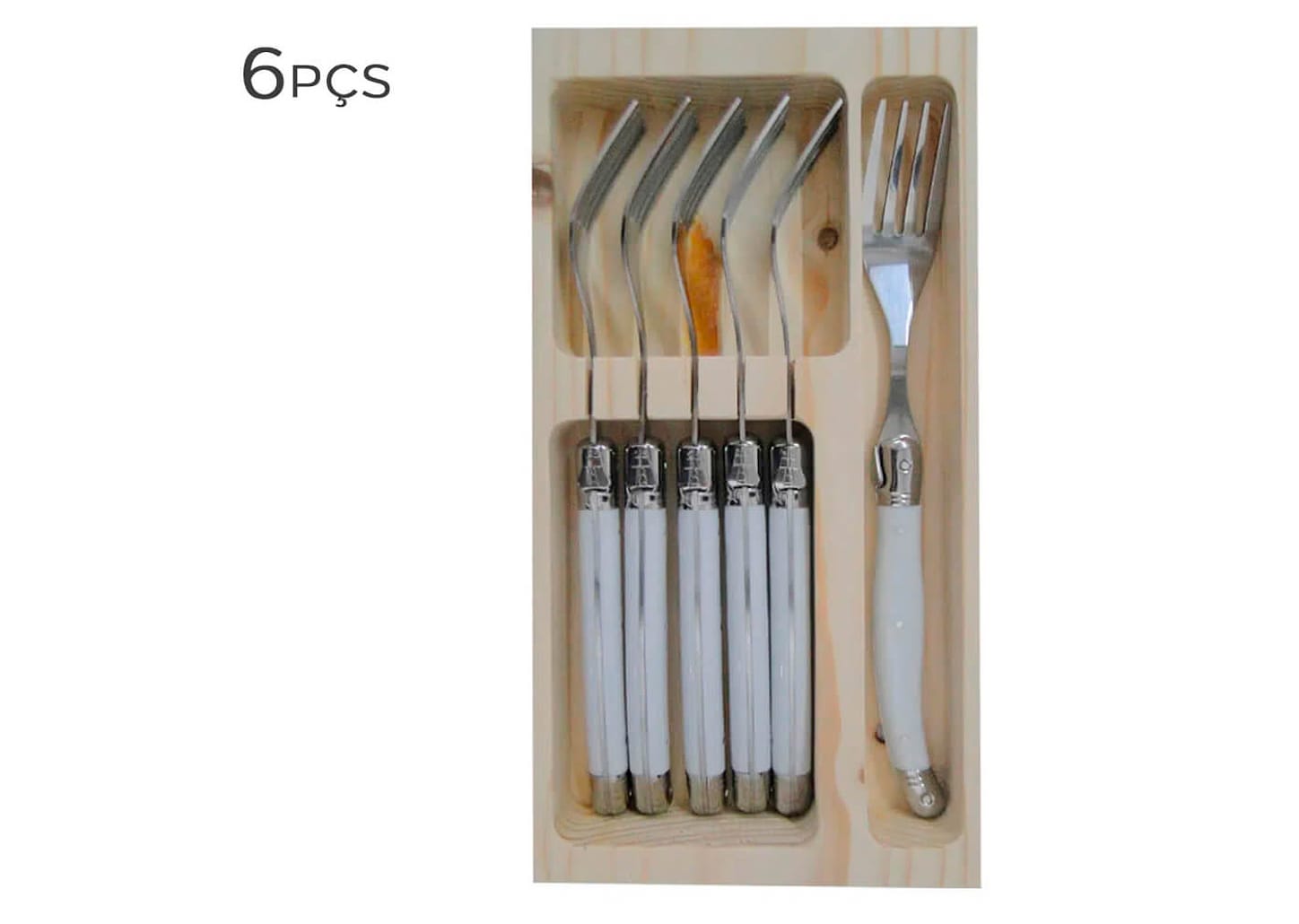 Garfo De Aço Inox Laguiole Branco 22cm 6pçs