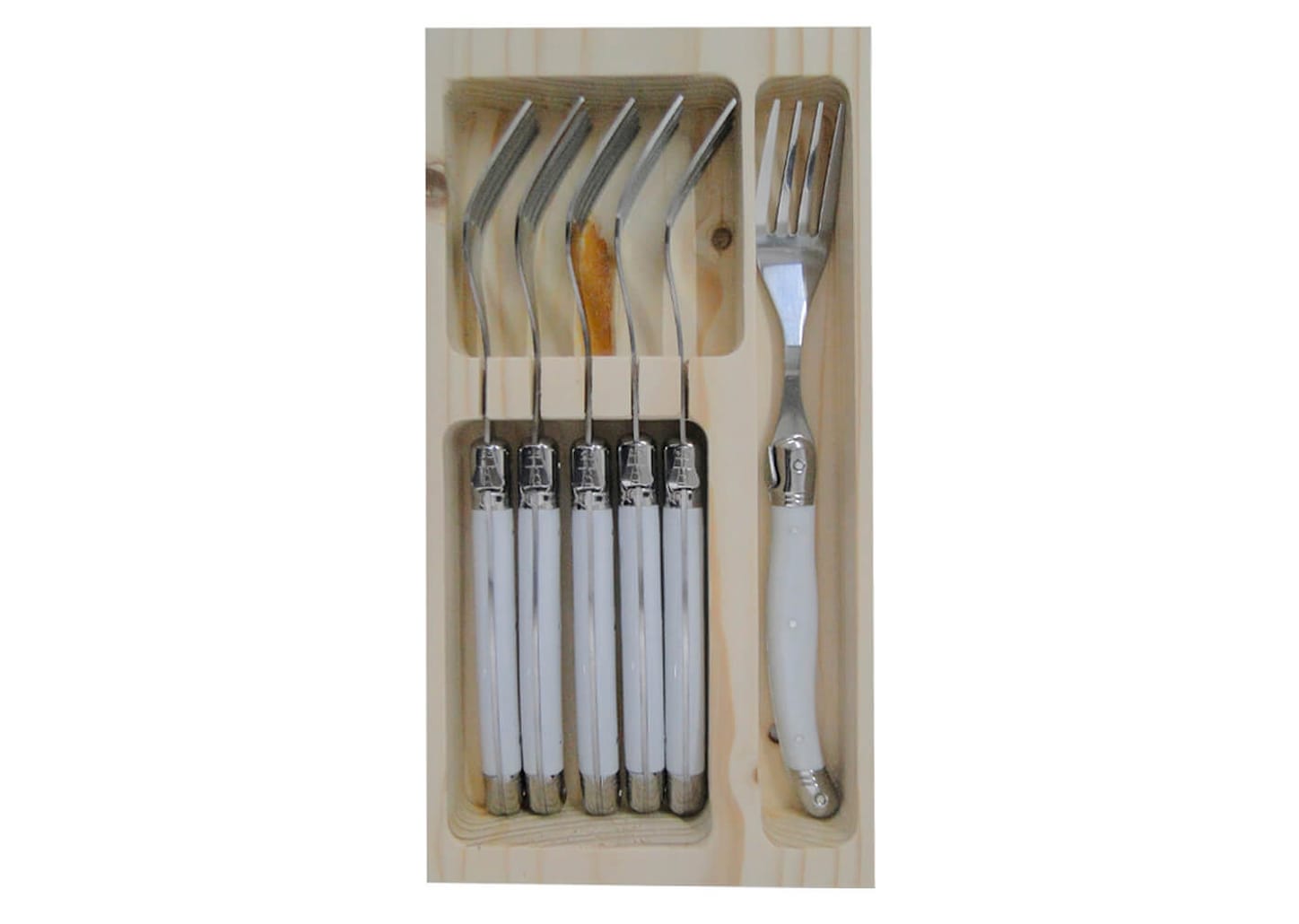 Garfo De Aço Inox Laguiole Branco 22cm 6pçs