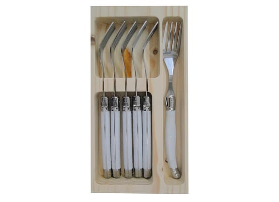 Garfo De Aço Inox Laguiole Branco 22cm 6pçs