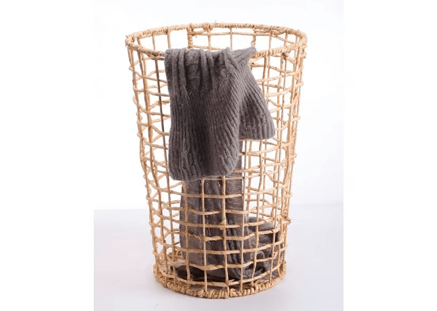 Cesto De Roupa De Palha Natural 60cm