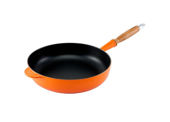 Frigideira De Ferro Com Cabo De Madeira Le Creuset Sauté Laranja 28cm
