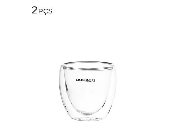 Copo Para Café De Vidro Borossilicato Parede Dupla Bugatti 80ml 2pçs