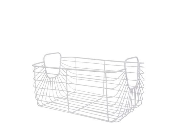 Cesta Organizadora De Metal Branca 34x24x19cm