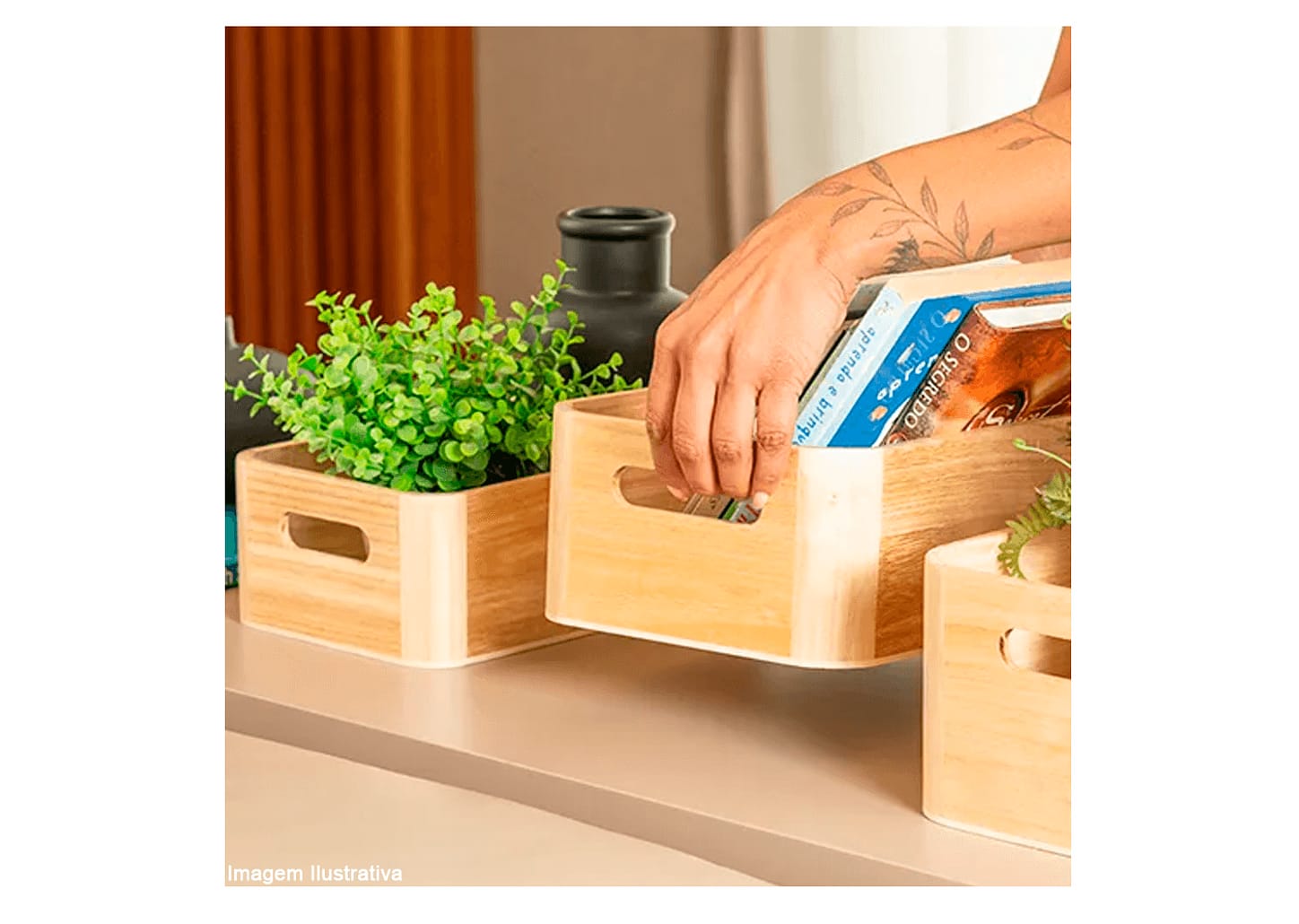 Caixa Organizadora De Madeira Ou Domu Keep 24x13x7,6cm