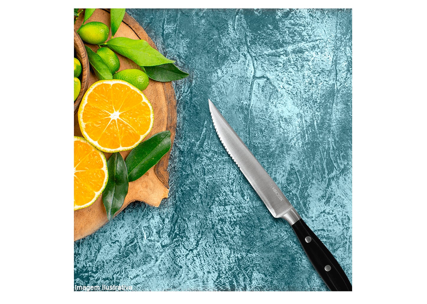 Faca Multiuso Serrilhada De Aço Inox Nirosta 20cm