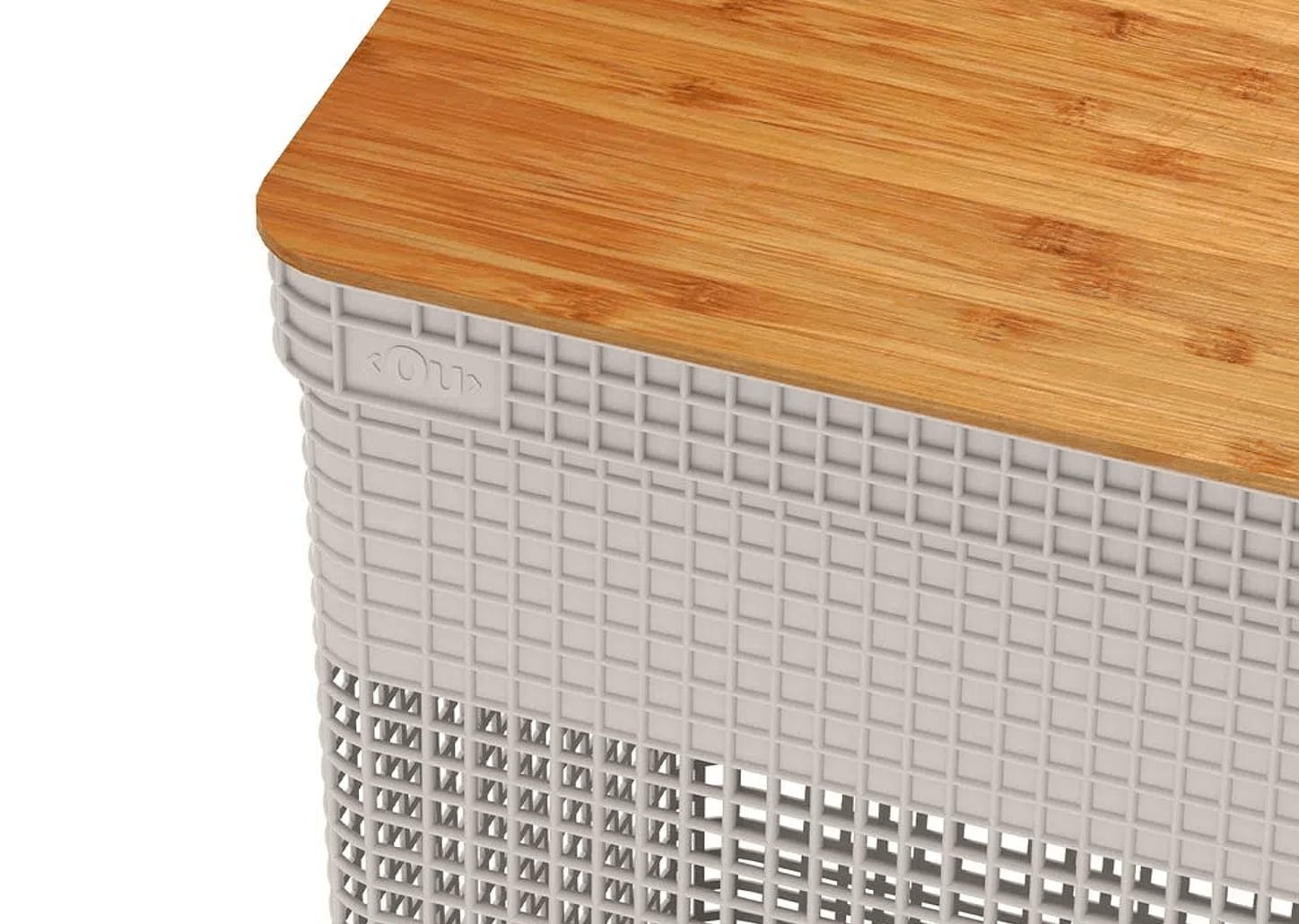 Cesto De Roupa Com Tampa De Bambu Ou Grid Bege 39x29x56cm