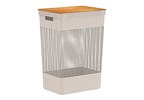 Cesto De Roupa Com Tampa De Bambu Ou Grid Bege 39x29x56cm