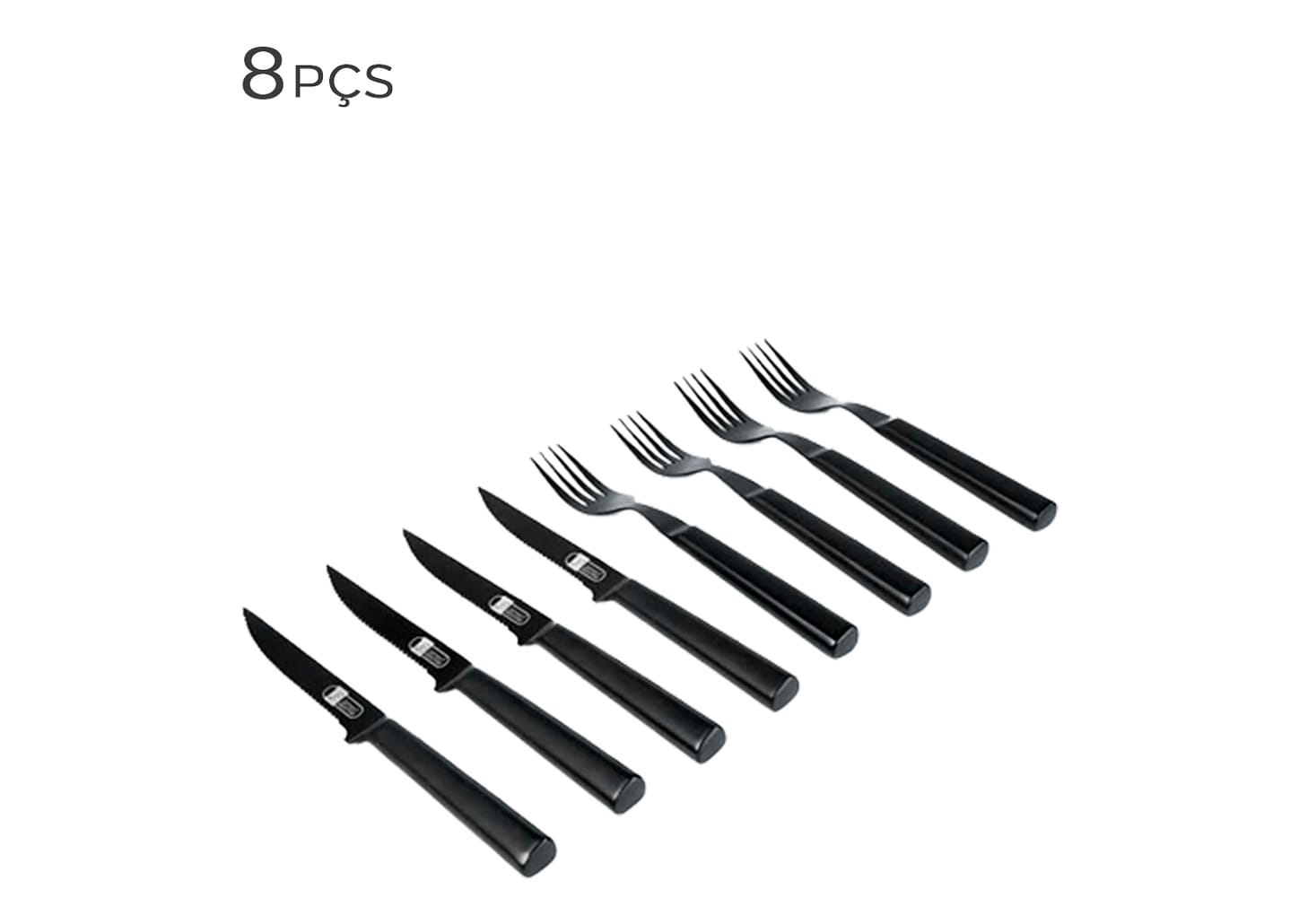 Faqueiro Para Churrasco De Aço Inox Black James.f 8pçs