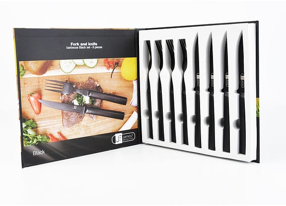 Faqueiro Para Churrasco De Aço Inox Black James.f 8pçs