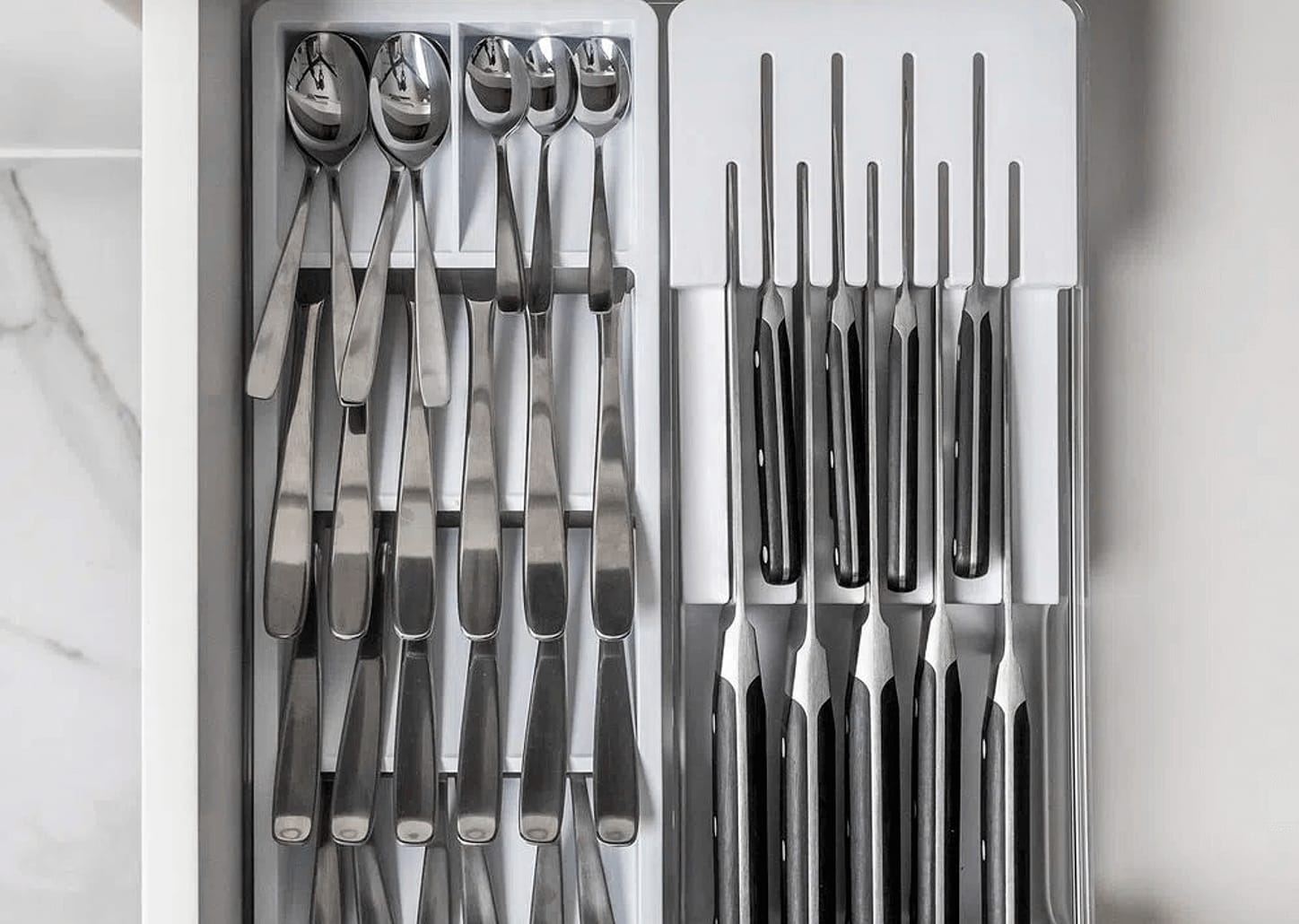 Organizador De Facas E Talheres Ou Clear Branco 37,5x30x5,6cm