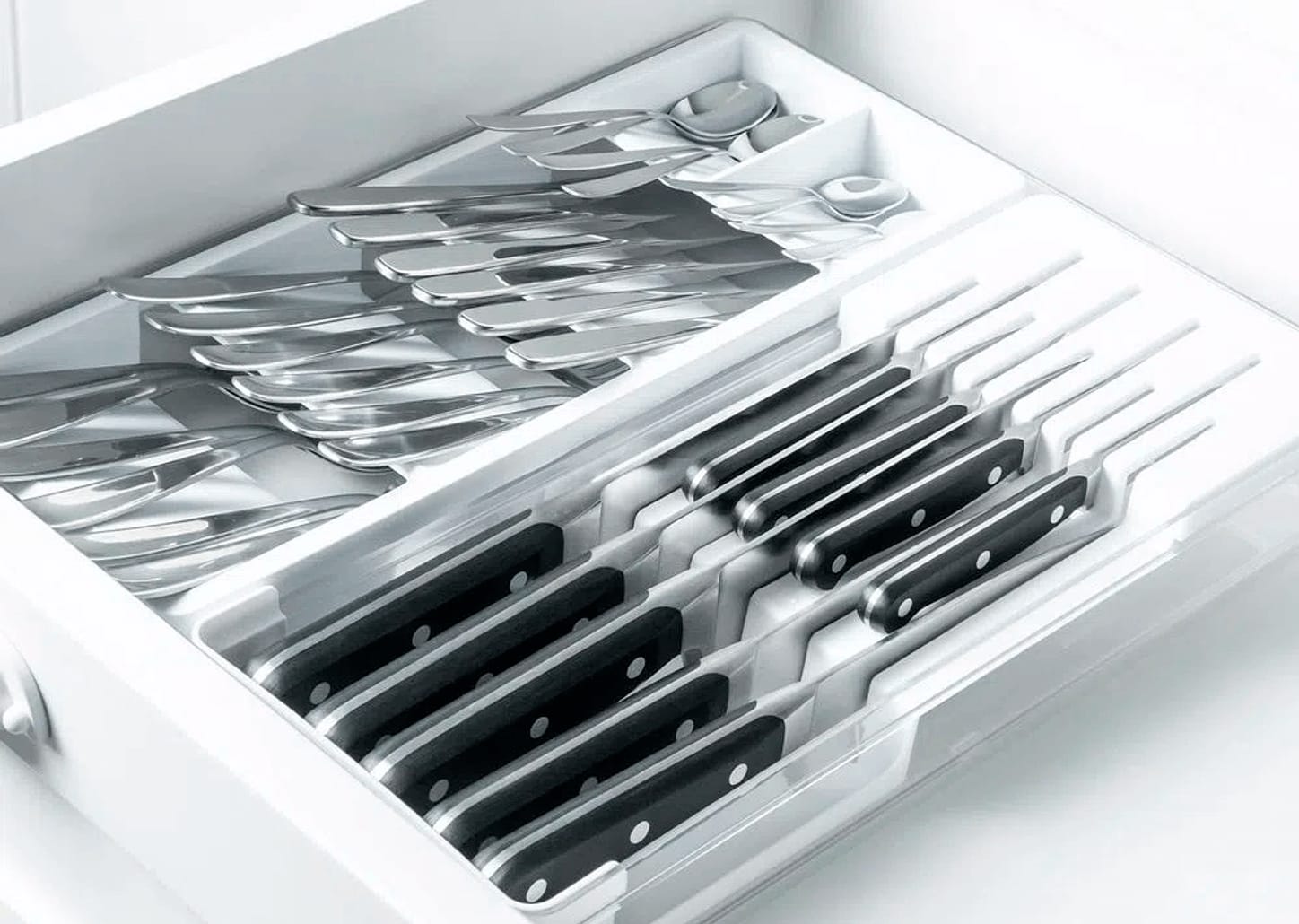 Organizador De Facas E Talheres Ou Clear Branco 37,5x30x5,6cm