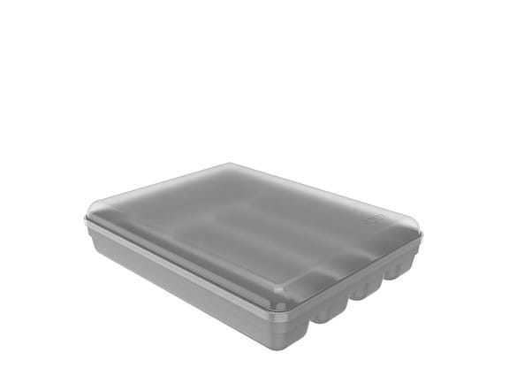 Organizador De Talheres Com Tampa Ou Logic Cinza 35x27,5x7,5cm