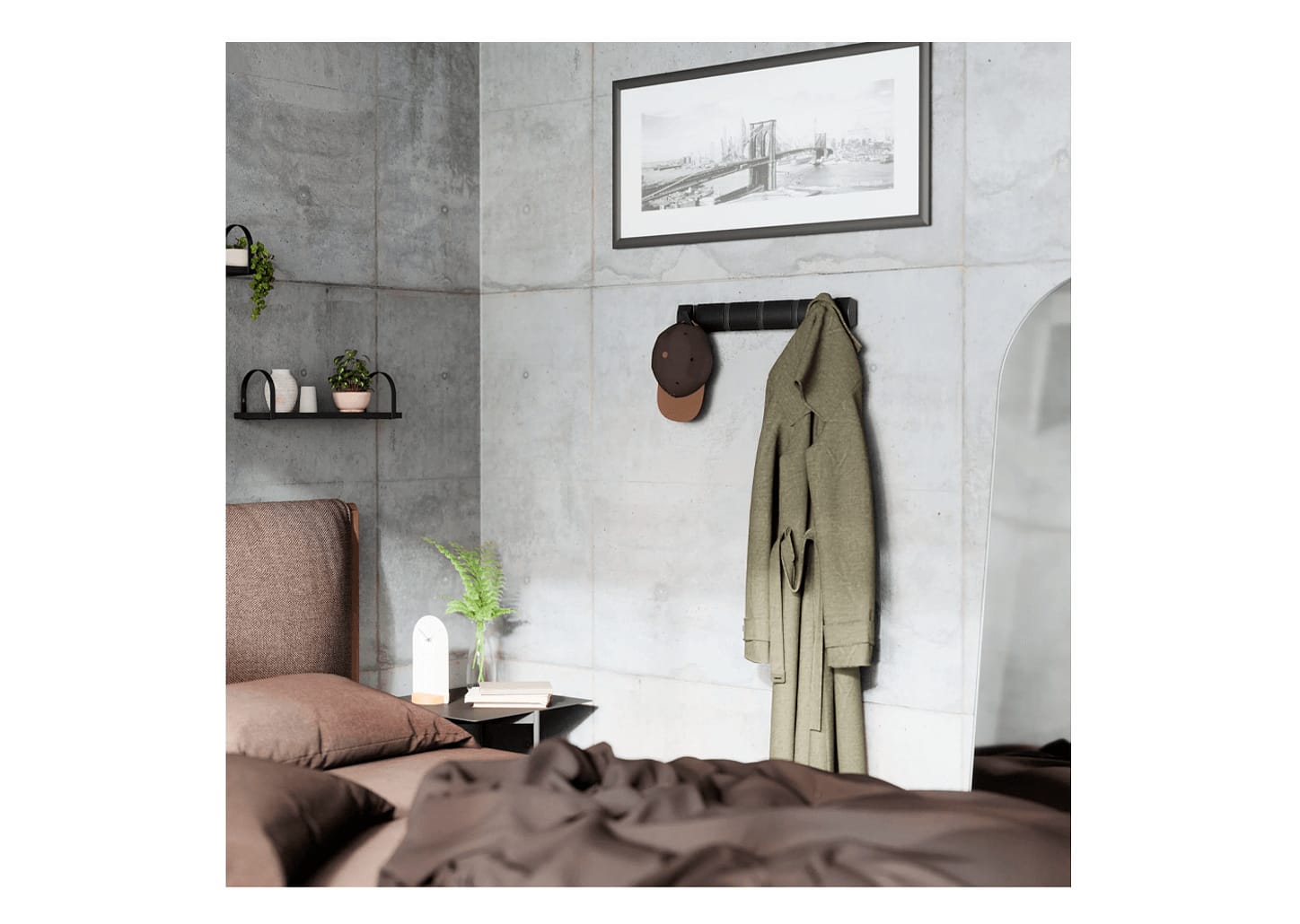 Cabideiro De Parede Com 5 Ganchos Umbra Flip Preto 51x6x3cm