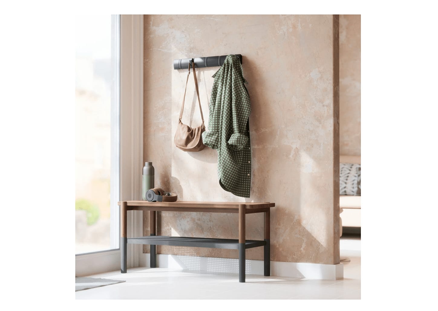 Cabideiro De Parede Com 5 Ganchos Umbra Flip Preto 51x6x3cm