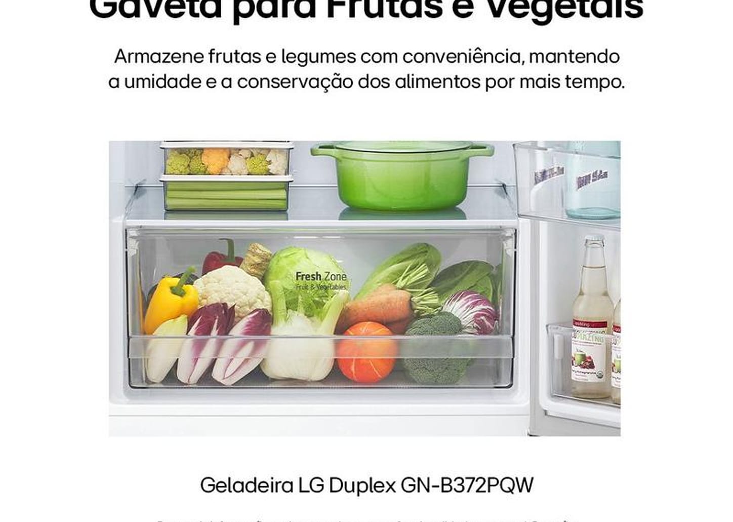 Geladeira/Refrigerador LG Frost Free Inox Duplex Branca 375L GN-B372PQW